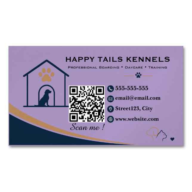 Modern Kennel QR Code   Magnetic Business Card (Front)