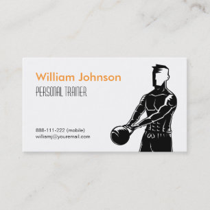 Modern Kettlebell Fit Male Personal Trainer Business Card