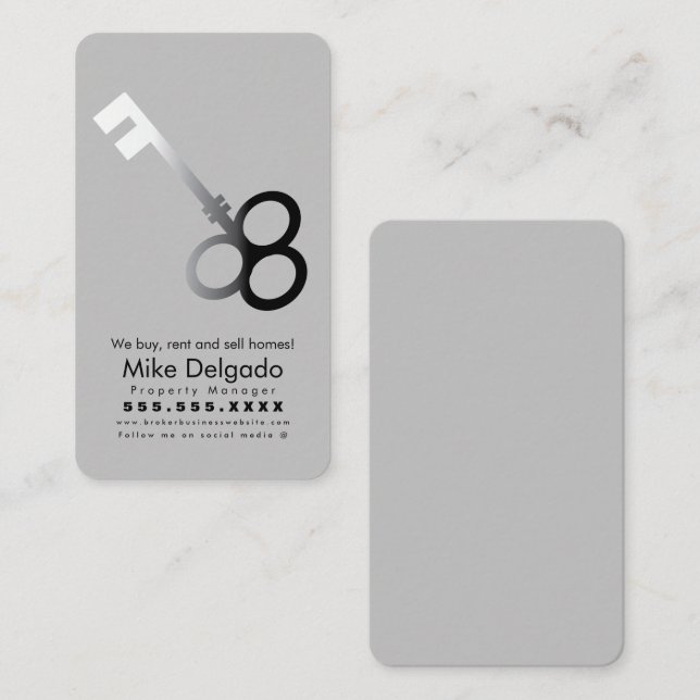 Modern Key Home Vente Broker Carte de visite beige (Devant / Derrière)