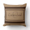 Modern Khaki/Brown Monogram Name Accent Pillow