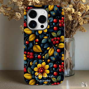 Modern Khokhloma Floral Pattern - Bold and Elegant Case-Mate iPhone 14 Pro Case