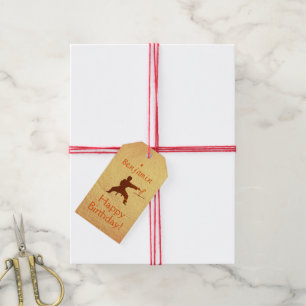 Modern Kick it Martial Arts Kids Karate Birthday Gift Tags