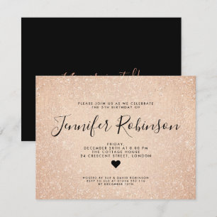 Modern Kids Birthday Rose Gold Glitter Paint Invitation