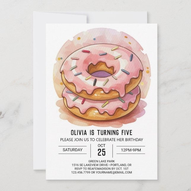 Modern Kids Doughnuts Birthday Invitation (Front)