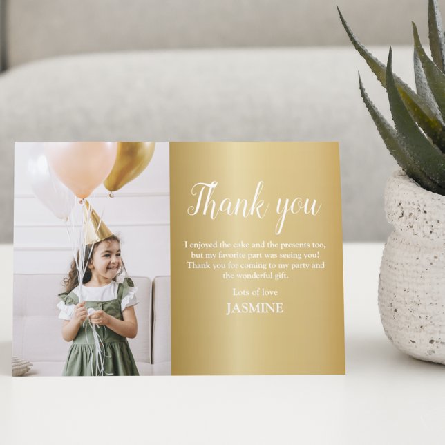 Modern Kids Gold Photo Thank You Card (Creator Uploaded)
