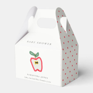Modern Kids Hand Drawn Apple Fruit Baby Shower Favor Box