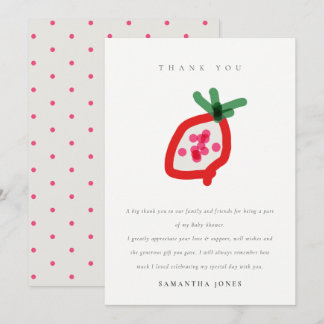 Modern Kids Hand Drawn Dragon Fruit Baby Shower Thank You Card