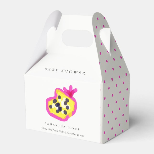 Modern Kids Hand Drawn Passion Fruit Baby Shower Favor Box (Front Side)