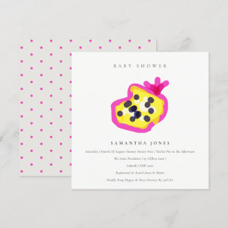 Modern Kids Hand Drawn Passion Fruit Baby Shower Invitation