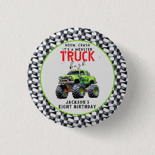  Modern Kids Monster Truck Birthday Party 1 Inch Round Button