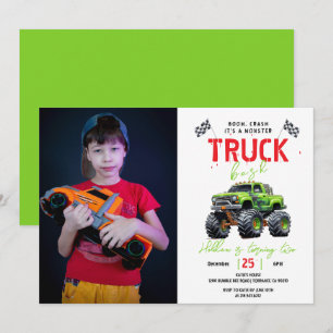 Modern Kids Monster Truck Birthday Party Invitation