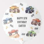 Modern Kids Monster Trucks Birthday Party Balloon<br><div class="desc">Attention all little party animals! Get ready to rev up the fun with our Kids Monster Car Trucks birthday party balloons. Adorned with adorable and vibrant monster car trucks,  this modern typography script invites you to join in on the celebration.</div>