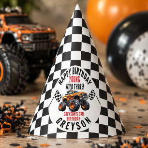 Modern Kids Monster Trucks Birthday Party Hat