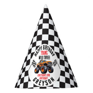 Modern Kids Monster Trucks Birthday Party Hat