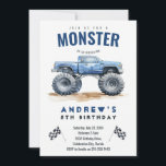 Modern Kids Monster Trucks Birthday Party Invitation<br><div class="desc">Rev up the excitement for your little racer’s big day with our ‘BOOM, CLASH, IT’S A MONSTER TRUCK BASH’ Birthday Kids Monster Car Trucks Invitation. 🏎️💥 Join us for an epic monster truck birthday bash! 🎈 These invitations are perfect for printing and sharing with friends or downloading digitally for easy...</div>