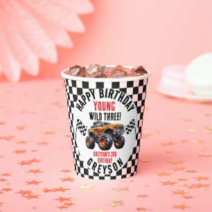Modern Kids Monster Trucks Birthday Party Paper Cups