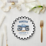 Modern Kids Monster Trucks Birthday Party Paper Plate<br><div class="desc">Rev up the excitement for your little racer’s big day with our ‘BOOM,  CLASH,  IT’S A MONSTER TRUCK BASH’ Birthday Kids Monster Car Trucks Paper Plates. 🏎️💥
📧 Don’t miss out on a monstrously good time at this third birthday party! 🎂🎊</div>