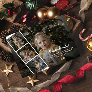 Modern Kids Photo Christmas Thank You Postcard