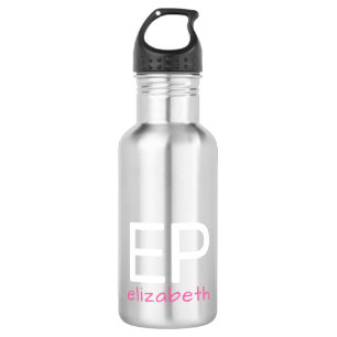 Modern Kids Pink Silver Personalized Small 532 Ml Water Bottle