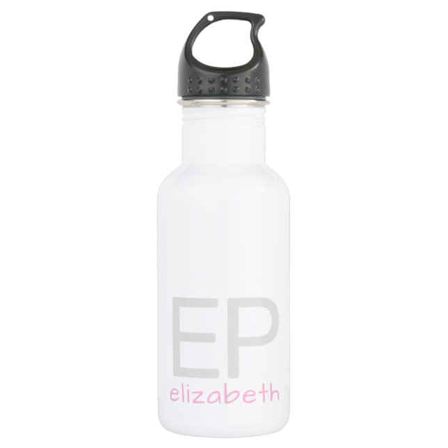 Modern Kids Pink White Personalized Small 532 Ml Water Bottle (Front)