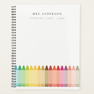 Modern Kids Teacher Colorful Rainbow Crayon Colors Planner