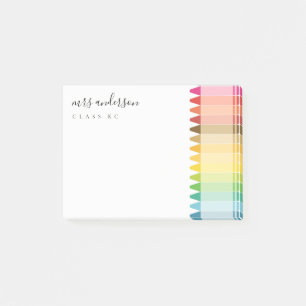 Modern Kids Teacher Colorful Rainbow Crayon Colors Post-it Notes