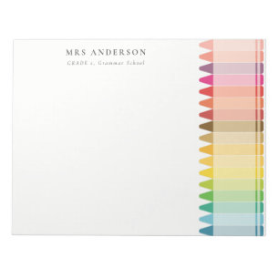 Modern Kids Teacher Colourful Rainbow Crayon Colou Notepad