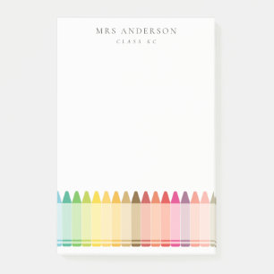 Modern Kids Teacher Colourful Rainbow Crayon Colou Post-it Notes