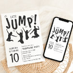 Modern Kids Trampoline Party Birthday Party Invitation<br><div class="desc">Jump into the fun with us! Celebrate your kid's special day with our stylish trampoline birthday party invitation. Our simple black and white design,  featuring silhouettes of kids having a blast,  will make their big day one to remember! Invitation template included.</div>