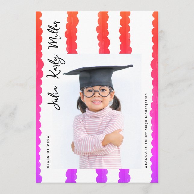 Modern Kindergarten Photo Class of 2026 Graduation Announcement (Front)