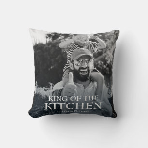 Modern King of the Kitchen Photo Name Custom Throw Pillow