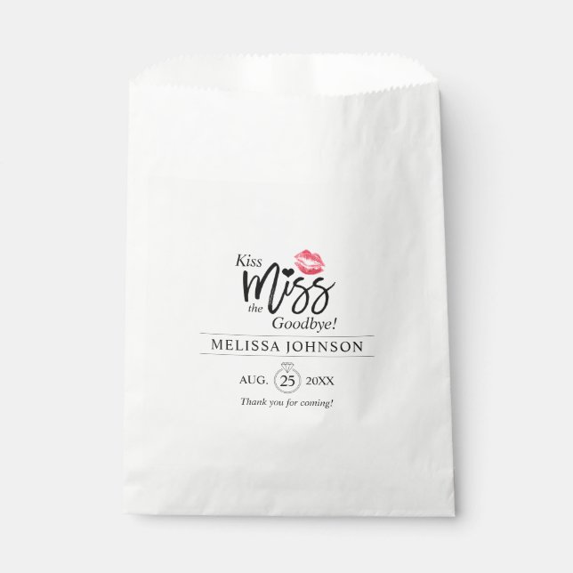 Modern Kiss Miss Goodbye Thank You Bridal Shower Favour Bag (Front)