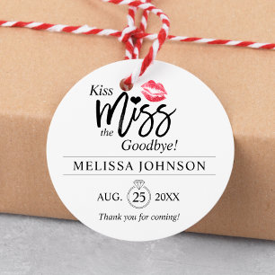 Modern Kiss Miss Goodbye Thank You Bridal Shower Favour Tags