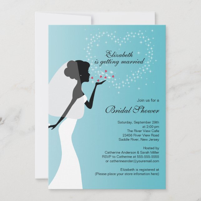 Modern Kissing Bride Bridal Shower Invitation (Front)