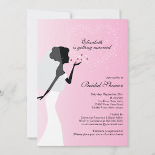 Modern Kissing Bride Bridal Shower Invitation