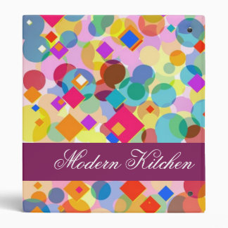 Modern Kitchen-Colourful Rectangle and Dot Pattern Binder