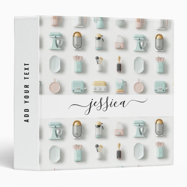 Modern kitchen icons pattern script name binder (Front/Spine)