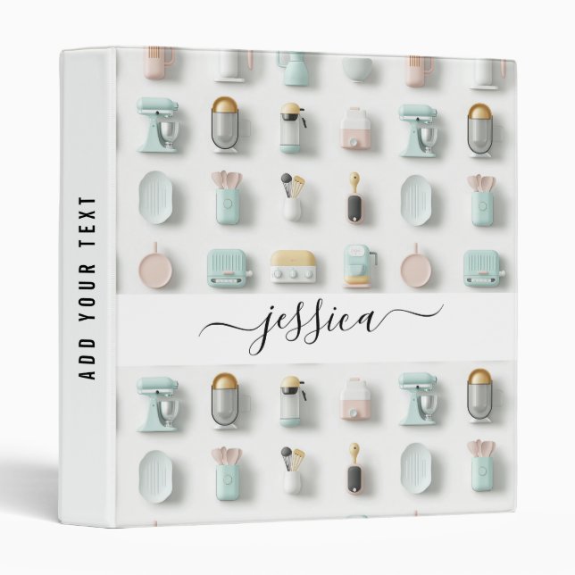 Modern kitchen icons pattern script name binder (Front/Spine)