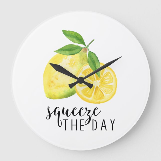 MODERN KITCHEN LEMON PUN LARGE CLOCK (Front)