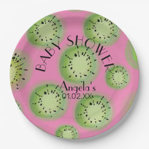 Modern Kiwi Fruit - Watercolor Baby Shower Paper Plate
