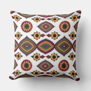 Modern Knitted Sunflower & Mandala Pattern Throw Pillow