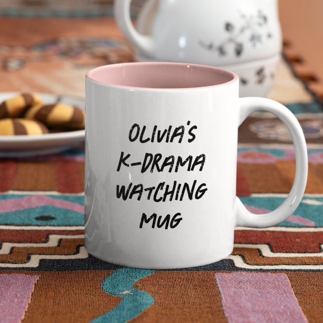 Modern Korean Drama Personalized Kdrama Watching Two-Tone Coffee Mug (Creator Uploaded)