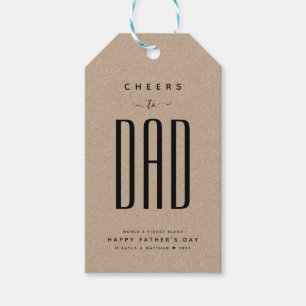 Modern Kraft & Black "Cheers to Dad" Father's Day Gift Tags