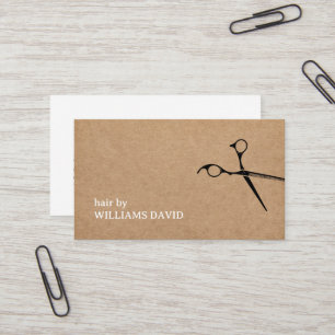 Modern Kraft Black Scissors Hair Stylist  Business Card