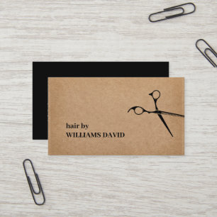 Modern Kraft Black Scissors Hair Stylist  Business Card