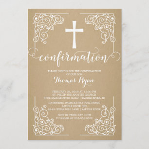 Modern Kraft Cross Confirmation Invitation