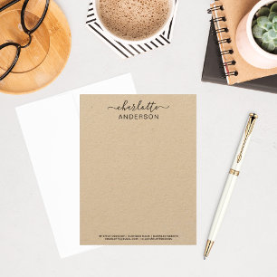Modern Kraft Custom Calligraphy Name Business Card