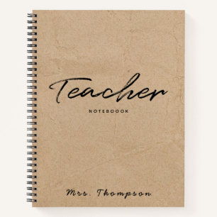 Modern Kraft Minimalist Script Teacher Gift Notebook