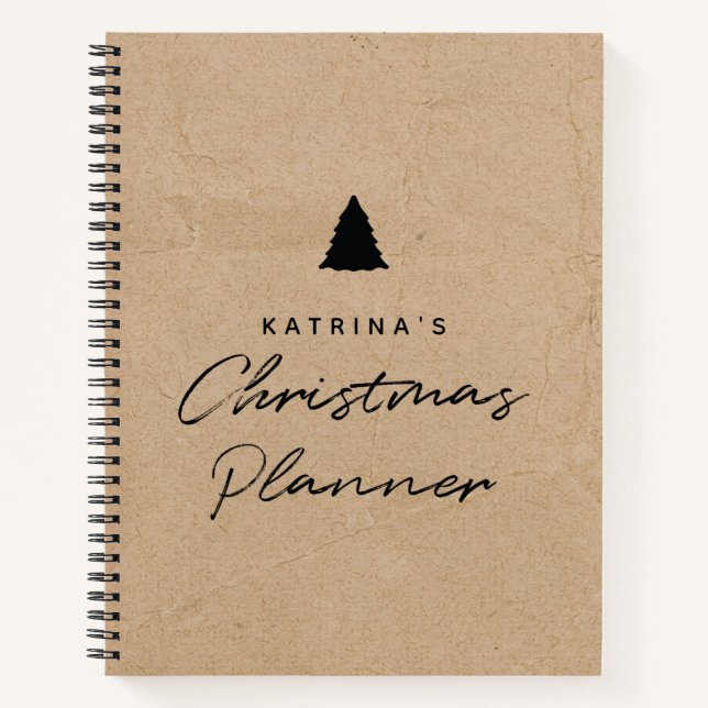 Modern Kraft Paper Simple Christmas Planner  Notebook (Front)