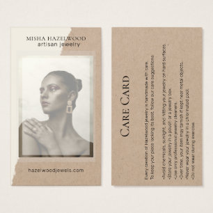 Modern Kraft Photo Jewellery Care Card